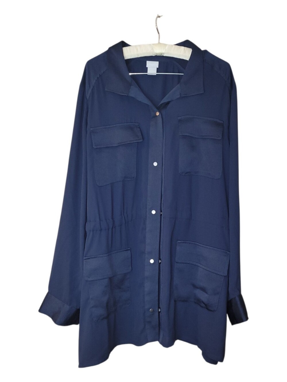 Chico's 4 Blue Utility Jacket Shacket Top 20 22